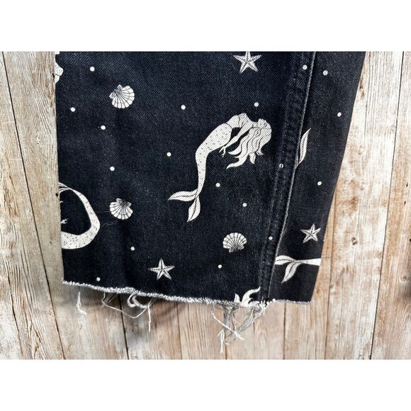 Zara Woman The Trevor Full Length Jeans 2 Black Mermaid Sea Shell Straight Leg‎ - Picture 8 of 11